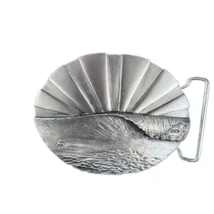 Strickly Boarding & Joe Paradise Solitude Belt Buckle Handcarved Sunset Wave Design Lead-Free Pewter Custom Surf Jewelry for Surfers