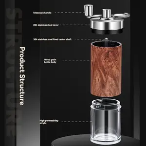 Hand-Crank Coffee Grinder, Detachable Portable Mill, Ceramic Core, Adjustable Coarseness, Manual Bean Grinding Machine