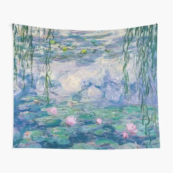 Claude Monet Water Lilies Print Fine Art Tapestry Wall Hanging - Bohemian Home Decor Decoration for Bedroom, Living Room