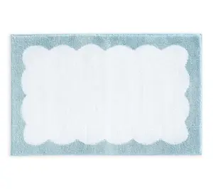 Martha Steweart Bedford Scallop White/Blue  60X22 Bath Rug