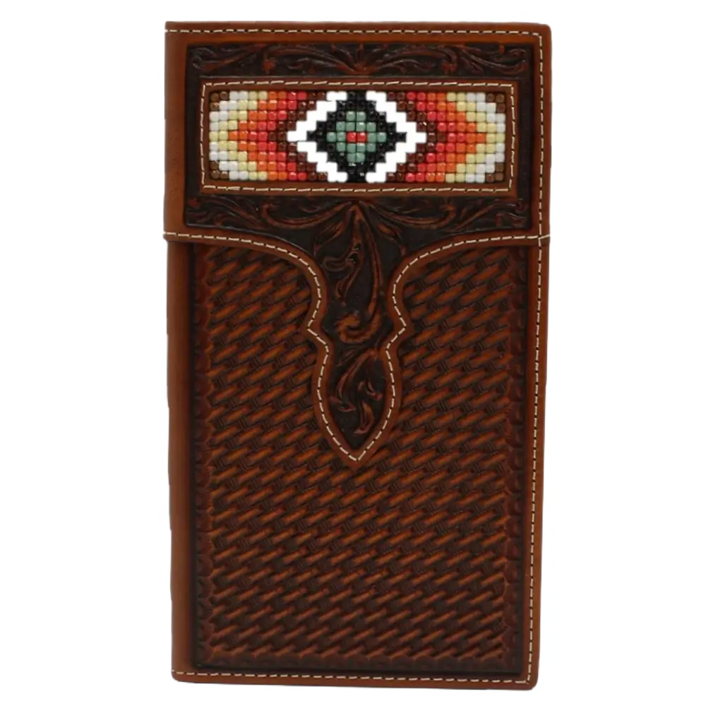 Nocona Men's Rodeo Beaded Basket Weave Bi-Fold Wallet N500020008