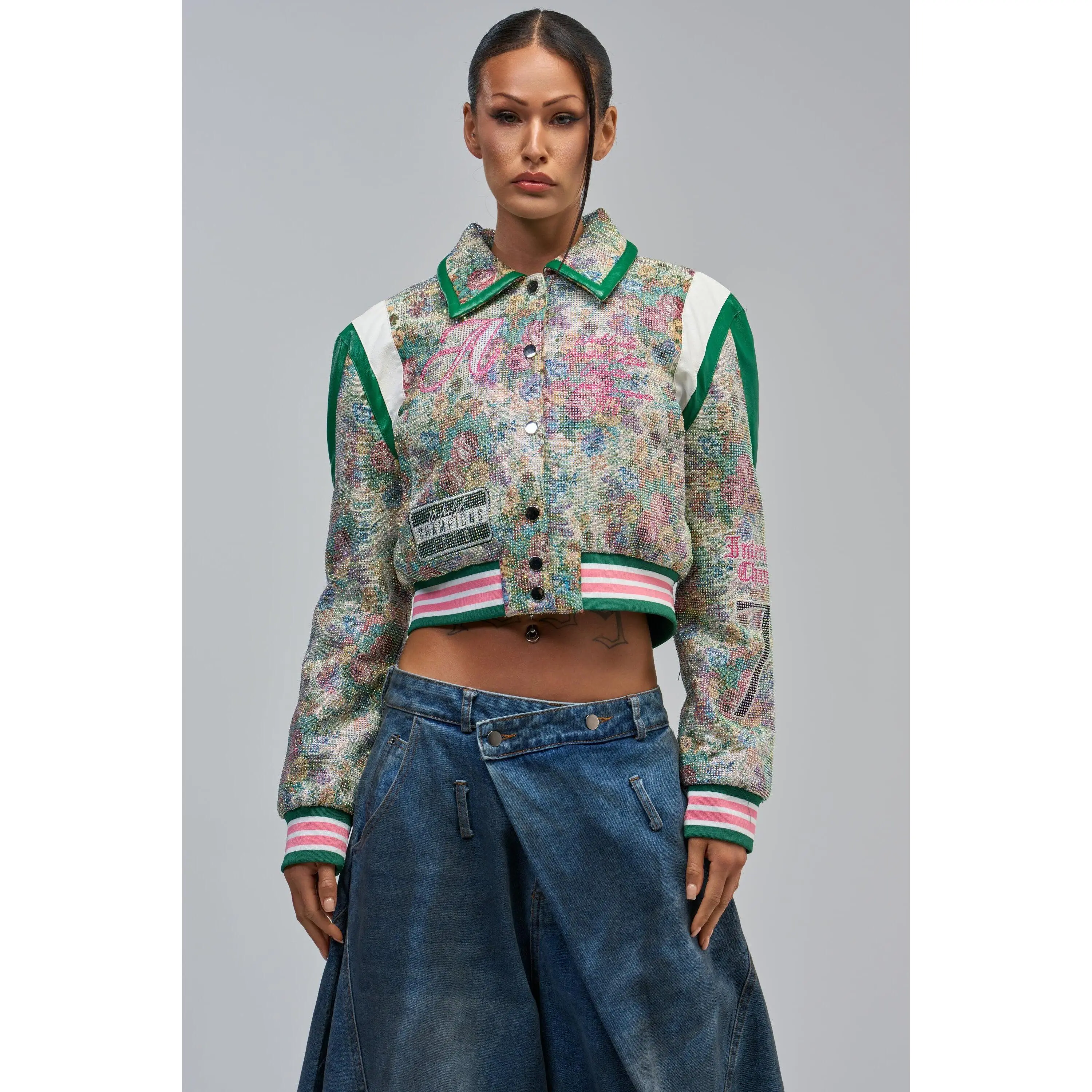 TAPPED OUT RHINESTONE BOMBER