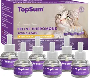 TopSum Cat Pheromones Calming Diffuser Refill-6 Pack Helps Reduce Scratching Peeing Meowing Hiding Urine Marking Aggression (6 Refills)