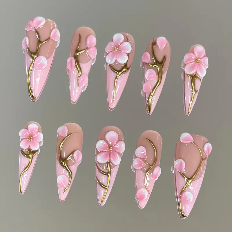NailVesta PETAL THRONE– 100% Handcrafted 3D Press-On Nails | Reusable, Long-Lasting, Salon-Quality Pressed On Nails