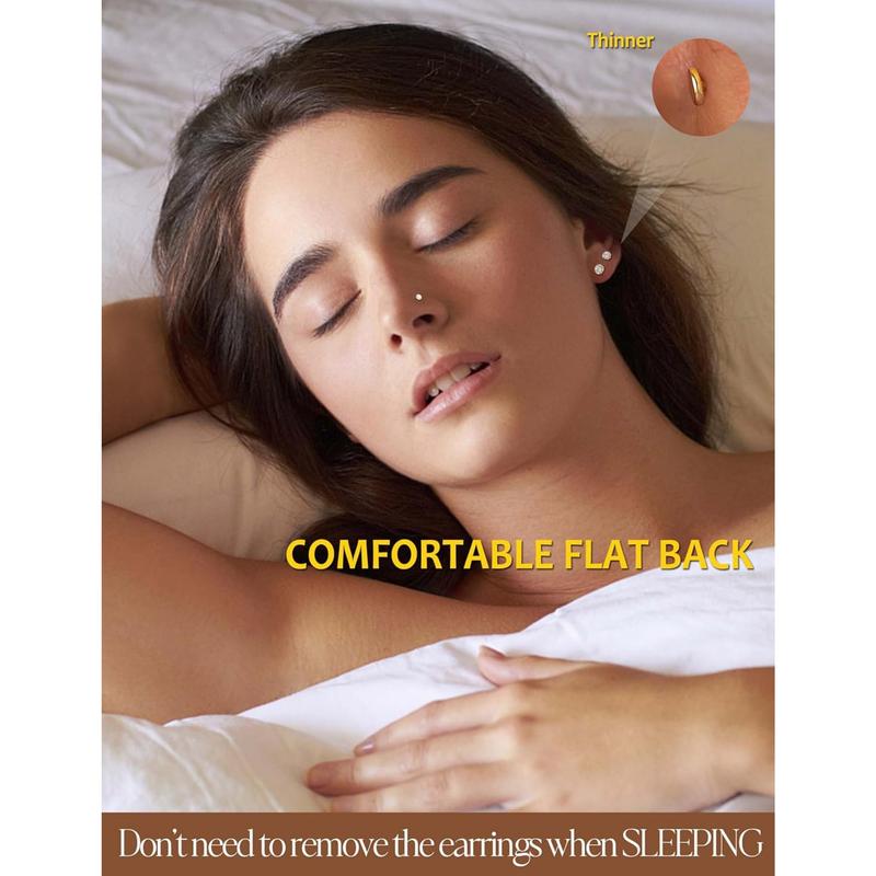 14K Gold Plated Flat Back Stud Earrings - 316L Surgical Steel Internal Thread CZ Stud Piercing Jewelry for Tragus Helix Cartilage Conch Nose Hypoallergenic Lip Monroe Labret Medusa Piercing 16G 18G 14K Gold Plated Flat Back Stud Earrings - 316L Surgical Steel Internal Thread CZ Stud Piercing Jewelry for Tragus Helix Cartilage Conch Nose Hypoallergenic Lip Monroe Labret Medusa Piercing 16G 18G