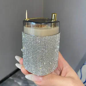 Handmade Rhinestone Toothpick Holder, Press Button Automatic Pop-Up Design, Luxury Table Decorative Storage Box, Home Kitchen Essential