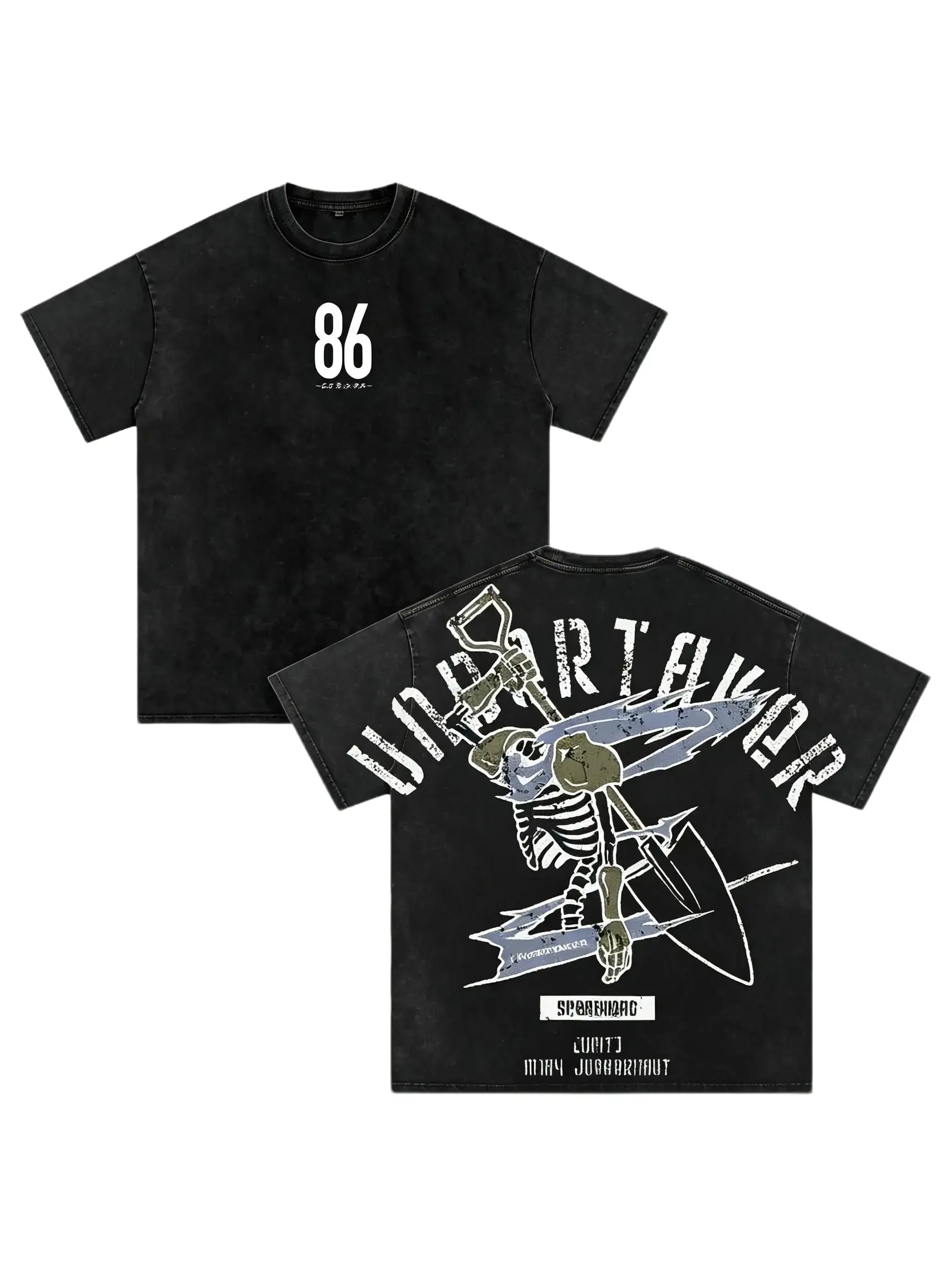 Men's Undertaker Anime Double-Printed Retro Vibe Pre-Washed Oversized Heavyweight Cotton Short-Sleeve Tshirt - Menswear Clothes, Unisex Classic Relaxed Cut, Seamless, Shoulder Tape, Multi-Size (Up to 2XL), Soft Streetwear Top