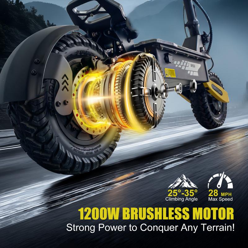 EOEOTWO All Terrain Electric Scooter,1200W Violent Motor,30MPH Fast 20/40Miles Range,3 Seconds Folding,330LBs Load Capacity,Dual Shock Absorption,Foldable Off-Road E-Scooter