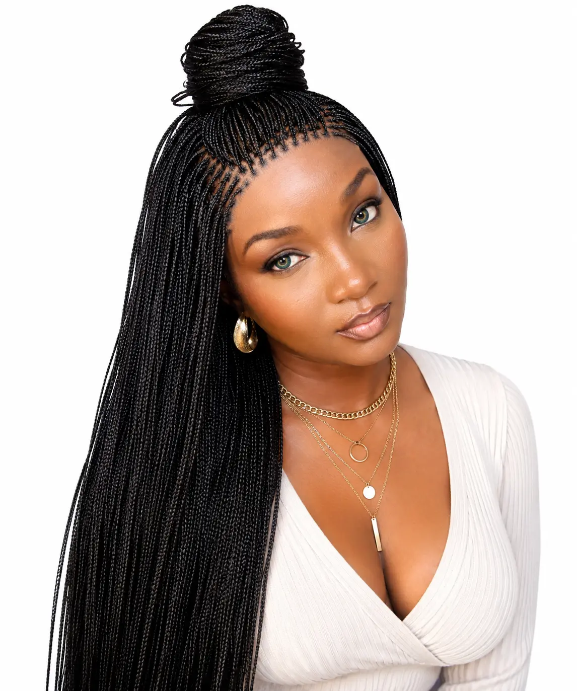 30" Human Hair Micro Box Braid Wig | 6x6 Transparent Lace Closure | Glueless Braided Lace Wig | 1B Natural Black