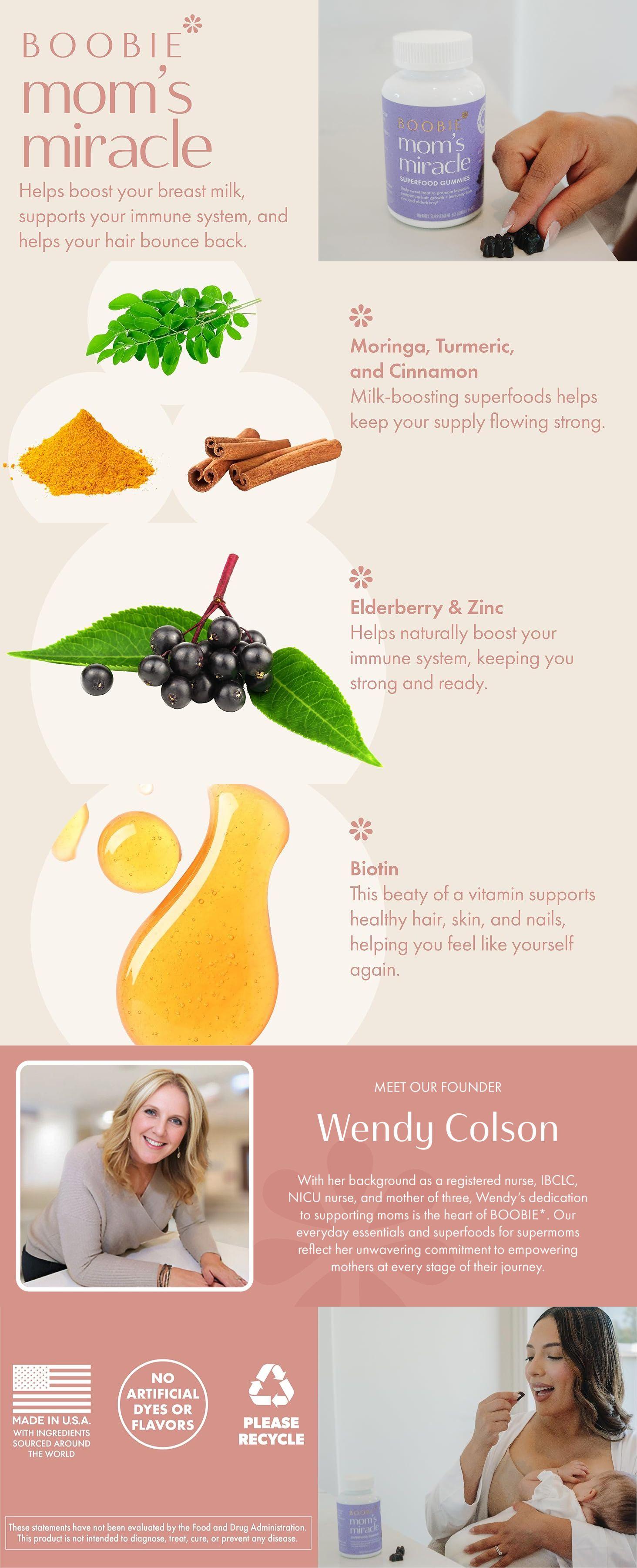 Boobie Superfoods Bears - Dietary Vitamin Supplement with Elderberry, Zinc, Biotin, Moringa, Turmeric, and Cinnamon - Immune Support