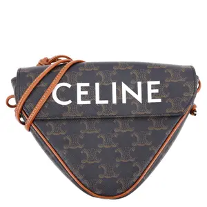 Pre-owned Celine Triomphe Canvas Crossbody Bags Triangle Crossbody Bag Tan