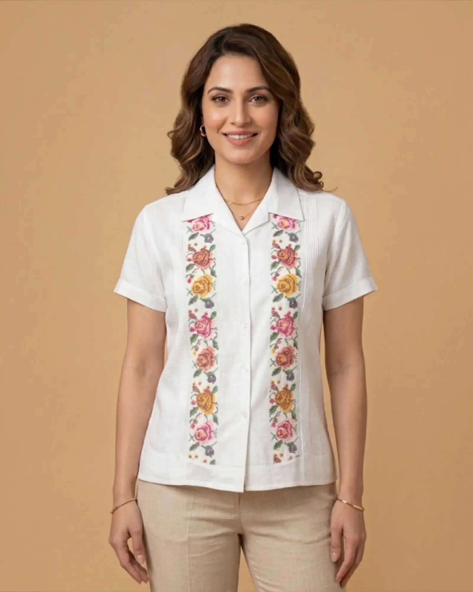 Yucatan Linen Guayabera Blouse