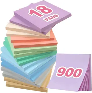 18 Pads Sticky Notes 3x3" Aesthetic Sticky Notes 9 Colors of Neutral Notes for Office School Home Desks and More 50 Sheets Pad Premium Quality Thick Paper Strong Adhesive