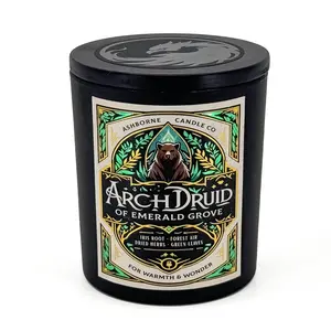 Archdruid of Emerald Grove - 8oz Scented Candle - Iris Root, Forest Air, Dried Herbs, Green Leaves - Natural Coconut Wax - 35 h Burn Time - Premium Foil Label