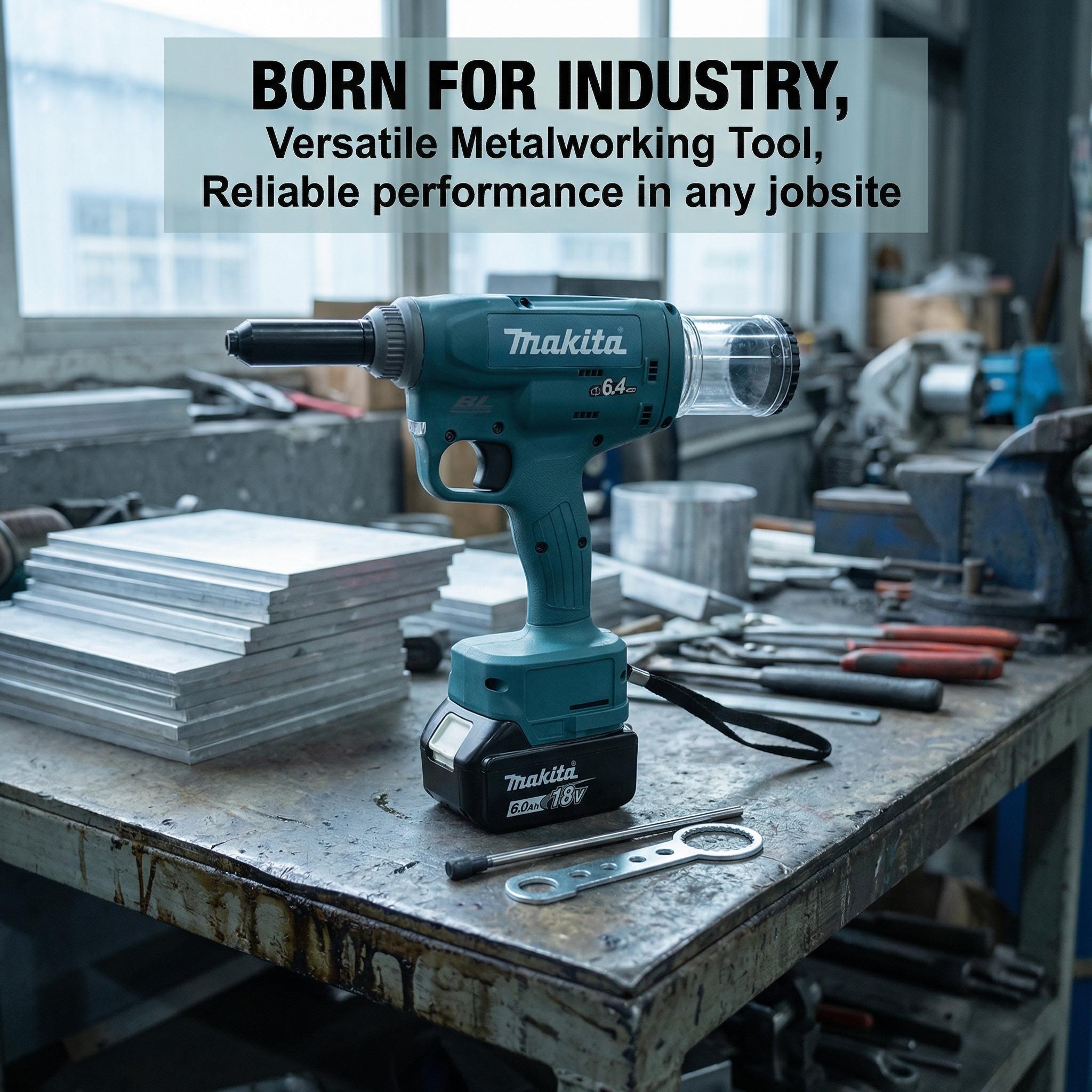 Makita Battery Rivet Gun 360W Output 25mm Stroke For Steel Aluminum Fastening Tasks tool kit set machine power cordless drill brushless great gift workshop use diy repair work