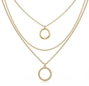 3 Pcs Pomina Long Chain with Round Pendants
