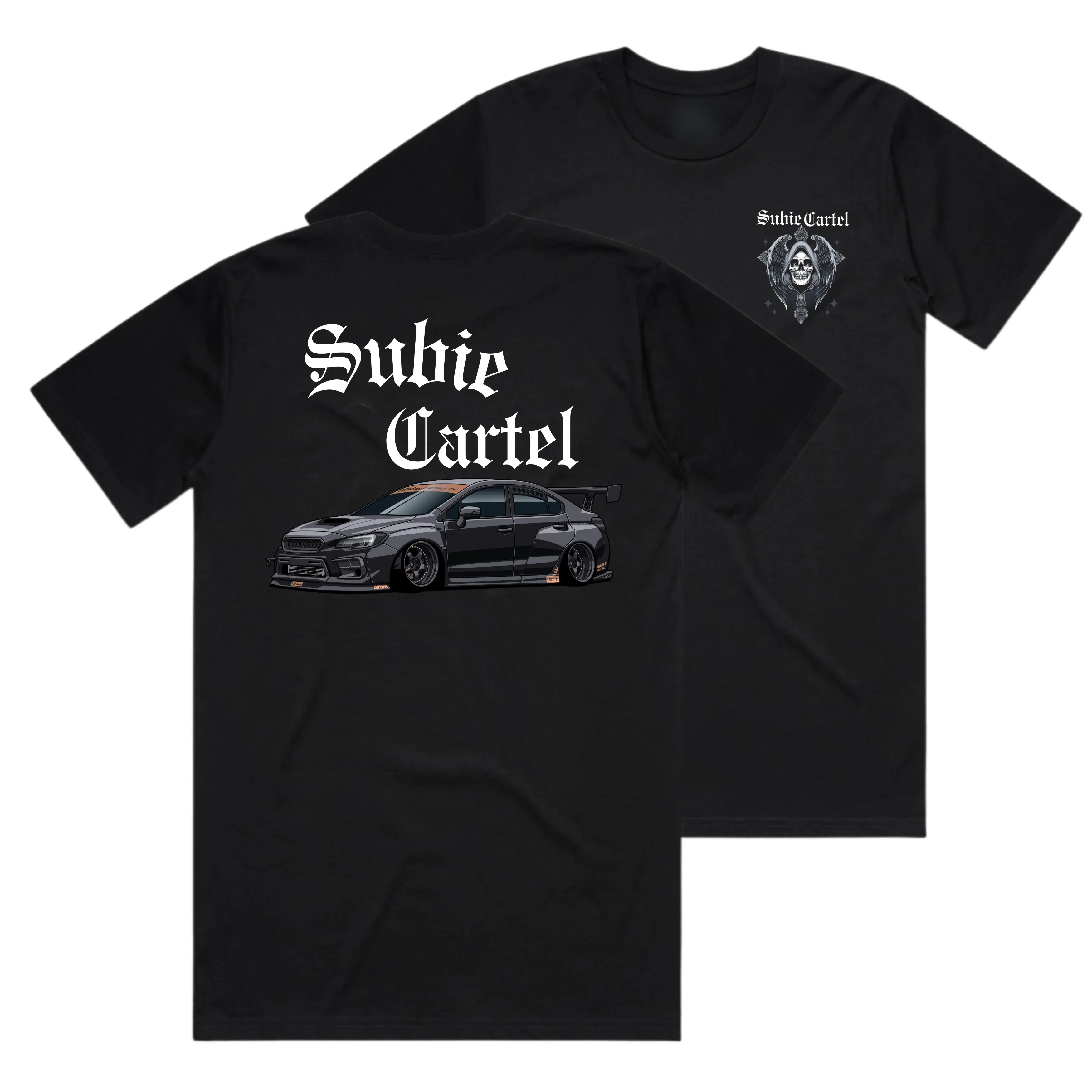 JDM Car Subaru WRX STI - Subie Cartel Graphic Tee Automotive Apparel T-Shirt Sweatshirt Hoodie 2 Sided, Car Enthusiast Gift