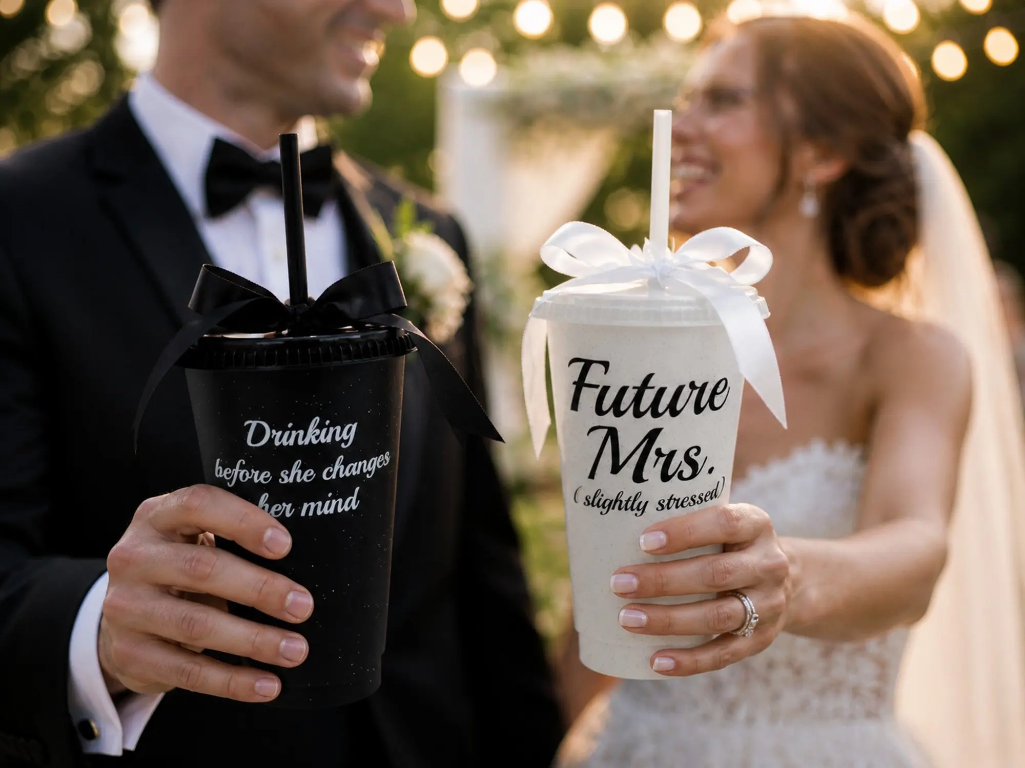 Customized Plastic Tumblers with Bow, Bridal Party Cups, Bachelorette Party Cups, Future Mrs Cup, Funny Bridesmaid Tumblers, Reusable Party Cups