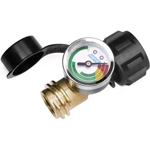 AXIZITECH 1-Piece Propane Tank Gauge Level Indicator - Type 1 Cylinder Fitting, Color Coding, Leak Detection, Pressure Checks, RV Gas Level Tool for RV Campers, BBQ Gas Grills