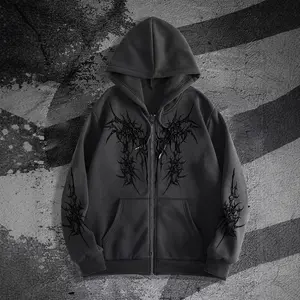 Unisex Couple Hooded Sweatshirt - Dark Zipper Open Front Harajuku Niche (Spring Autumn)