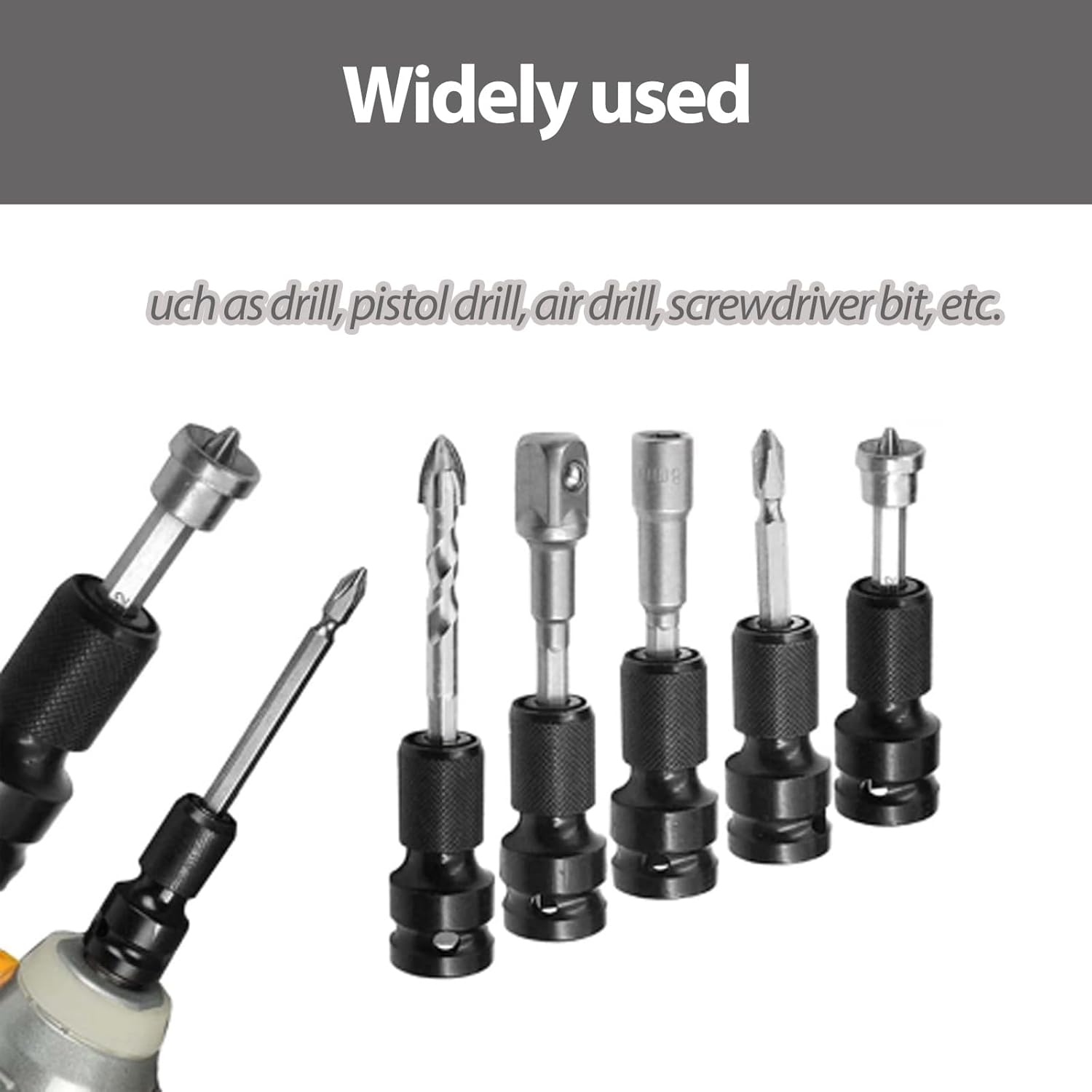 1/2 inch Square Drive to 1/4 inch Hex Female Socket Adapter Converter Chuck Adapter for Impact Air and Electric Wrench