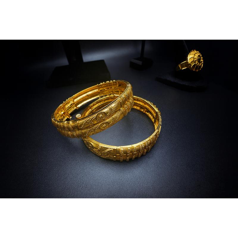Royal Heritage 24K Gold Jewelry Set Bangles, Earrings & Ring