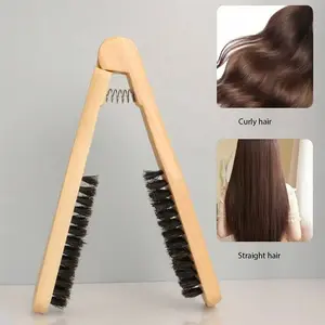 Solid Wood Hair Straightener Comb, Anti-Scald V-Shaped Styling Tool, Professional Salon Quality, Heat Resistant Hair Brush, Curly Hair, Hair Straightening Comb