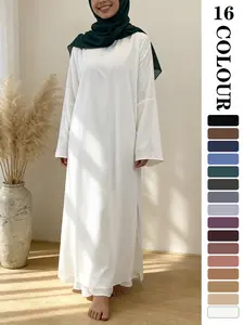 Muslim Sleepwear Nida Fabric, 16 colour Available in 5 Sizes,  Breathable Loose Fit, Side Slit Design, Casual Long Robe, Modest Muslim Outfits, Not Included   inner and Hijab