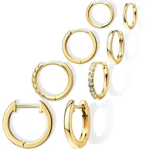 Small Gold Huggie Hoop Earrings Set for Women Men Hypoallergenic 14K Plated Stack Cartilage Earrings, Multiple Piercing Lightweight Mini Thin Cute Dainty Trendy Jewelry Set Christmas Gifts for Women