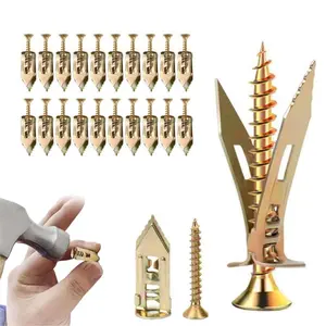 60Count Drywall Self Drilling Anchors and Screws,Easy Application,No Drill or Holes in Wall,Heavy-Duty Zinc-Plated Steel Anchors with Self-Tapping Screws,Hollow Screws and Anchors for TV,Bicycle,Cabinet Fixing Accessories.