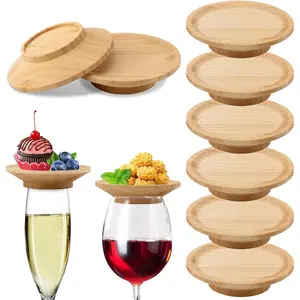 8 count  Glass Charcuterie Topper,  Round Mini Charcuterie Boards, Dual Use Cups Topper Appetizer Plates for Christmas Party Family Gatherings Bars Restaurants