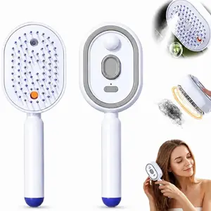 2026 New 3-in-1 Electric Spray Air Cushion Massage Comb, Multifunctional Hairbrush-Nano Fine Mist Spray, Red Light Therapy, and Retractable Design, for Hair Care, Scalp Massage, Daily Styling
