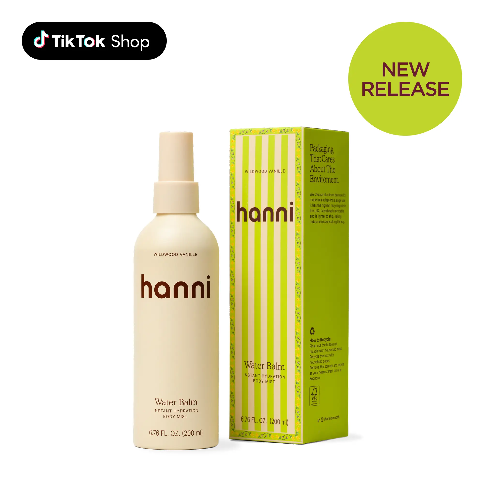 [Hanni Official] Water Balm in Wildwood Vanille Scent - Hydrating Lightweight Body Mist for Instant Moisture. Long Lasting Fragrance that Lingers. Limited Edition.