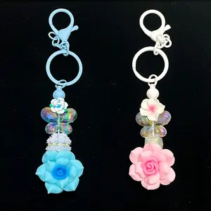 Handmade Luminous Butterfly Rose Keychain