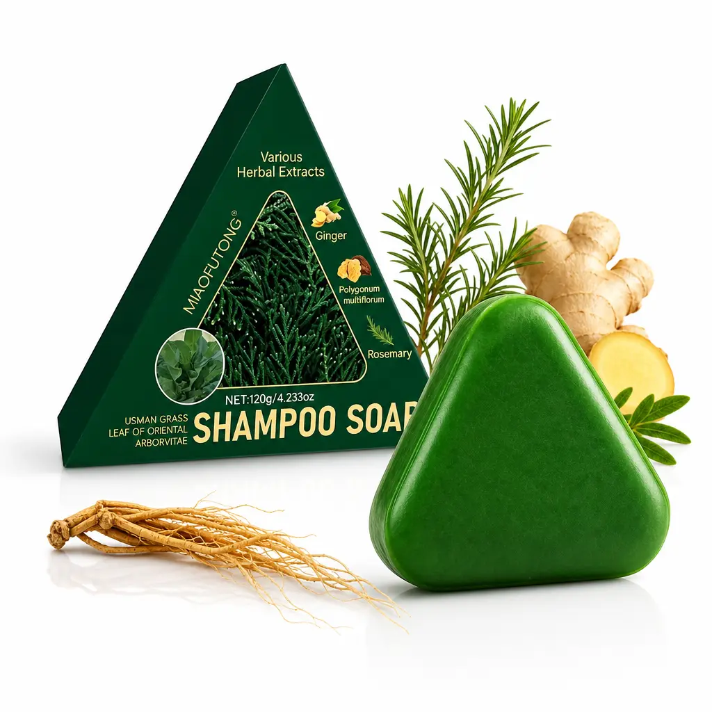 Anti stripping shampoo soap, containing DHT inhibitors such as Usma Grass, Fo-Ti,ginseng, and tea tree oil, to strengthen hair roots, Suitable for both men and women, with quick results