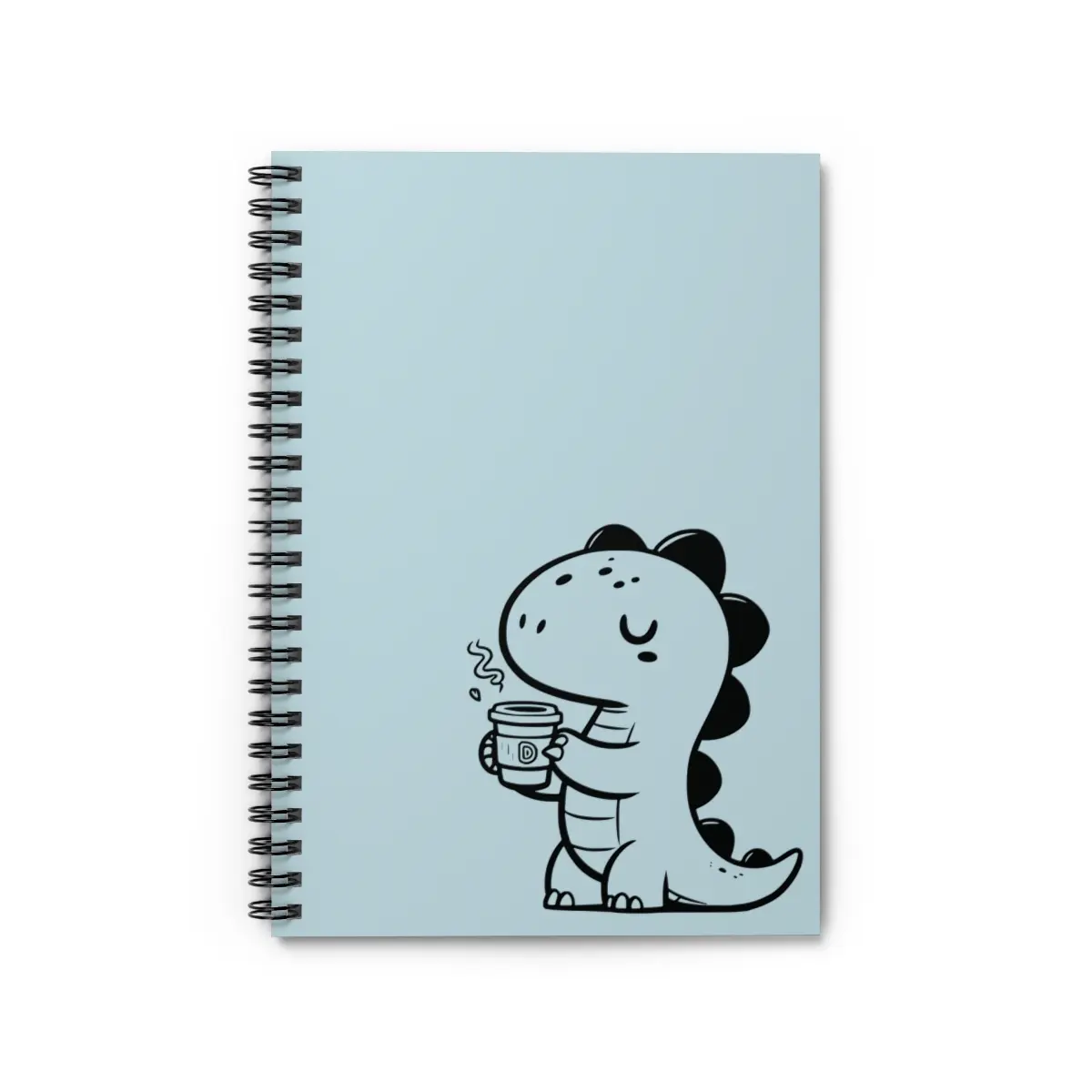 Sleepy Dinosaur Coffee Notebook | Cute Dino Spiral Journal | 118 Ruled Pages