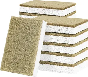 Natural Kitchen Sponges, 12 Pack Non-Scratch Sponge for Dishes, Biodegradable Scruber Sponges Kitchen for Cleaning, Household