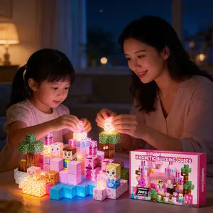 Magnetic Puzzle Building Blocks Castle Set, Stem Montessori Creative Teaching Toy, Suitable for 3-6 & 4-12 Years, Boy Girl Birthday Gift