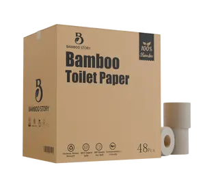 Bamboo Story 48 Bulk Unbleached Bamboo Toilet Paper Universal 100% Bamboo Wipes Eco-Friendly