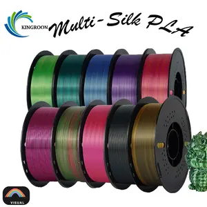 【Visual Series】KINGROON PLA Filament, Multicolor Silk PLA Filament, Tri Color 3D Printer Filament, 1.75 mm, Dimensional Accuracy +/- 0.03 mm, 5*1kg Spool(11lbs) 5Rolls, 5 Different Multicolor Filaments