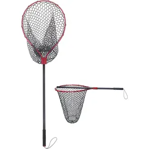 Landing Net with Long Handle Rubber Fishing Net |   Hoop Size 23.6″ x 19″ |   Overall Length: 67″ |   Net Depth 24.8″