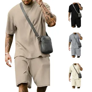 Gihuo Men's 2 Piece Outfits Oversized Short Sleeve T Shirt & Shorts Set Summer Casual Tracksuit Vintage Breathable Elastic Loose Loungewear Matching T-Shirt