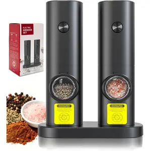 Electric Salt and Pepper  Set, Upgraded Automatic  Pepper Mill Shakers with Adjustable Coarseness & LED,  and Kitchen Appliances for Cooking, Housewarming Gifts 2 Pack