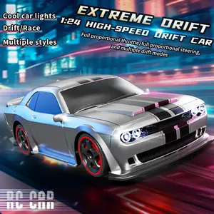 1:24 4WD RC Drift Car Set, 2.4G Full Proportional Control with 2 Tire Sets Drift & Race Mode, High Speed Racing Vehicle LED Light System, Easy Drift RC Car Toy for Kids Adults Holiday Birthday Gift