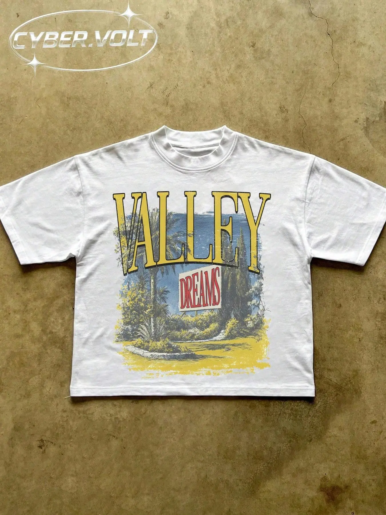 VALLEY Men's Y2K Style Printed (180g Pure Cotton T-Shirt) Pure Cotton T-Shirt - Soft And Breathable, Retro Summer Men's Daily Wear T-Shirt