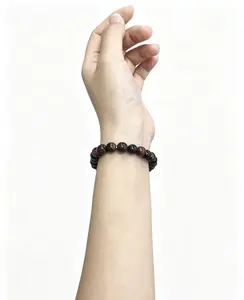1pc Natural Red Obsidian Bracelet for Men & Women, 8mm Round Gemstone Beads, Healing Crystal Bracelet for Protection, Handmade Jewelry