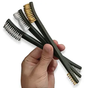 Mini Wire Brush Set - 3 count Scratch Brushes Rust Remover &  Cleaner - Steel, Brass, Nylon Bristles - Welding Slag Scrub Brushes for Metal, , Automotive, Grills, Tools, Detailing