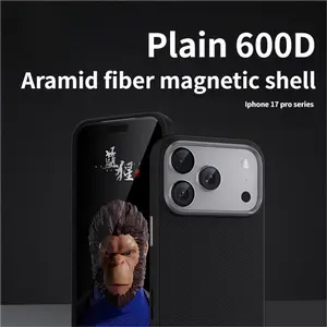 2025BLUEO Apple 17 Pro Phone Case Aramid Fiber 17 Pro Max Full Coverage Anti-drop Plain Texture Magnetic Protection Case iPhone New Kevlar IP17 Business Air Carbon Fiber Business Men High-end Feel Back Case
