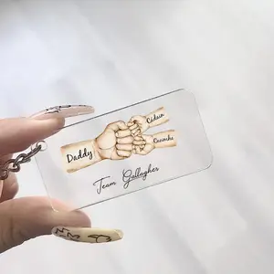 Personalized Daddy’s Team Fist Bump Keychain, Custom Acrylic Gift for Dad, Father’s Day or Birthday Gift for Father from Kids