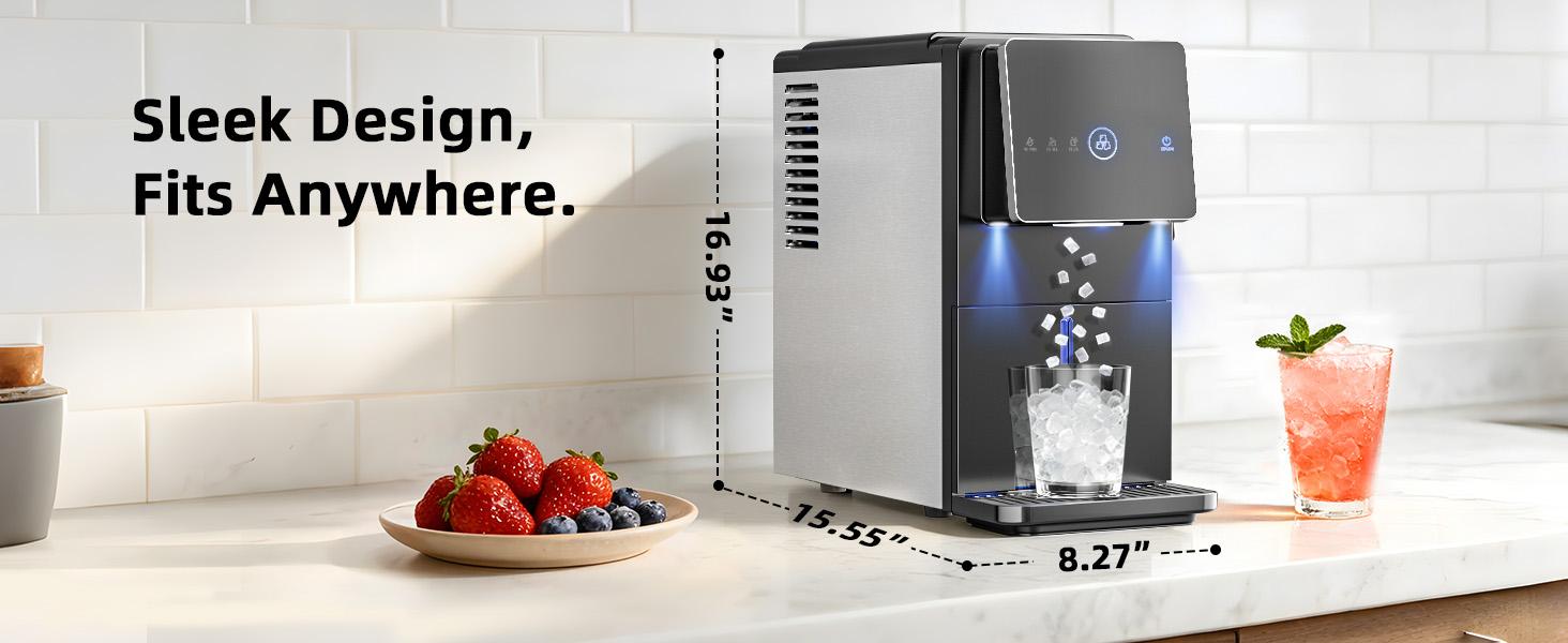 Antarctic Star Countertop Nugget Ice Maker, Self-Cleaning Portable Ice Machine, 33 lb/24H, 1.8L Water Tank, 1.5 lb Ice Storage, Touch Screen & Auto Ice Drop, for Home/Office/Kitchen